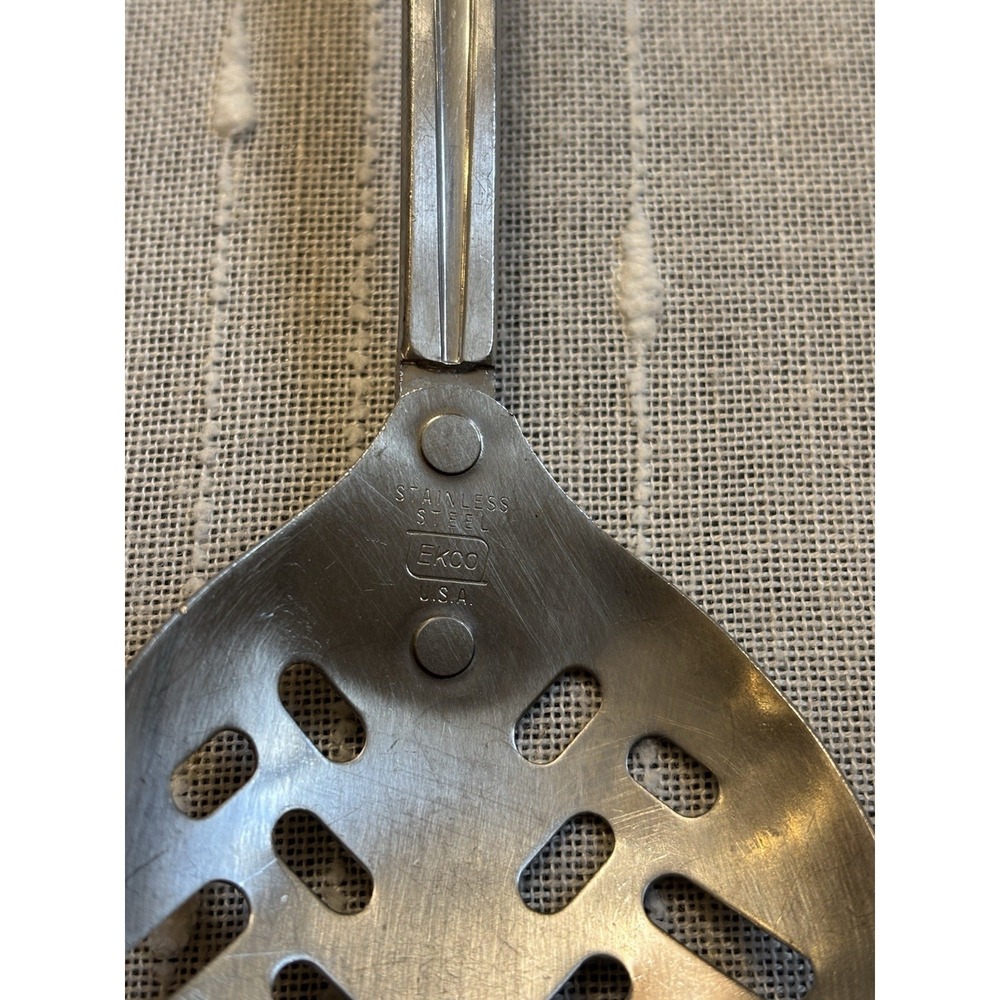 Vintage EKCO USA 5-Piece Stainless Steel Kitchen Utensil Set | Faux Wood MCM - Picture 6 of 7
